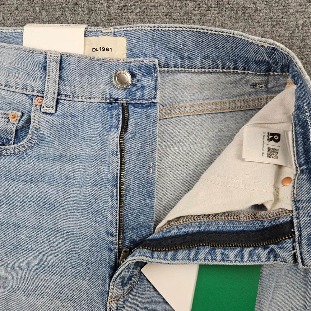 $209 DL1961 Hepburn Wide Leg High Rise Ankle Jeans Freshwater Light Wash Size 24